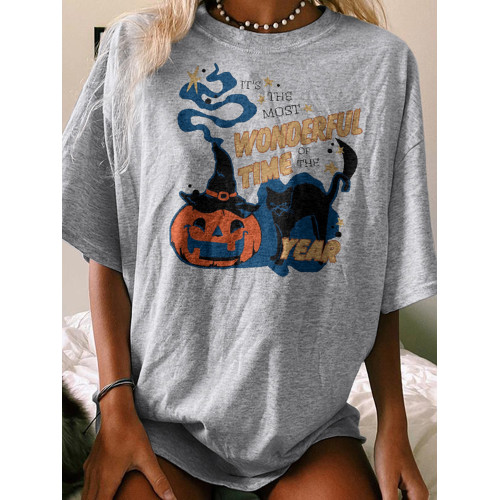 Wonderful Time Print Short Sleeve T-Shirt