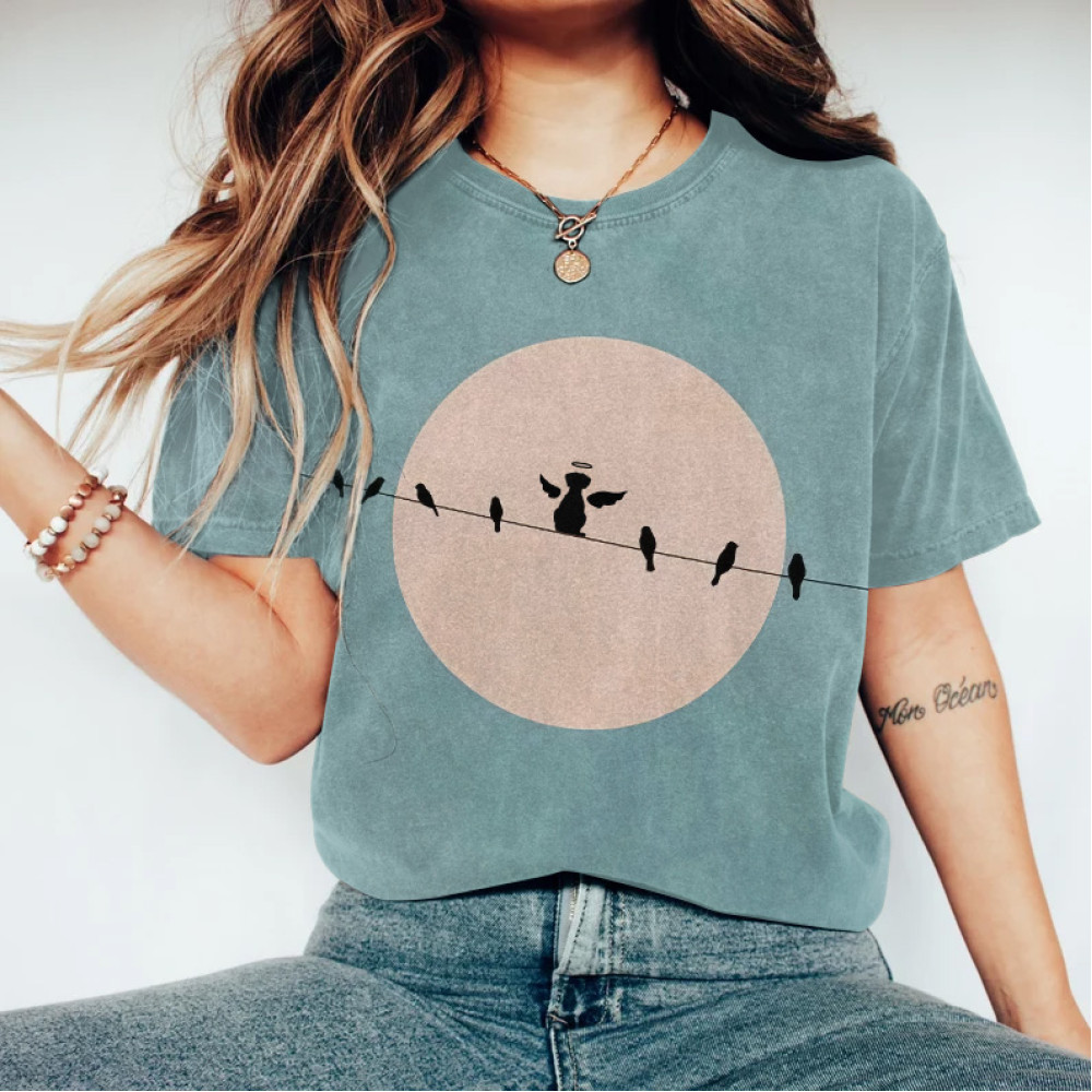 Abstract Creative Cute Angel Dog On Antenna Painting Art T-Shirt