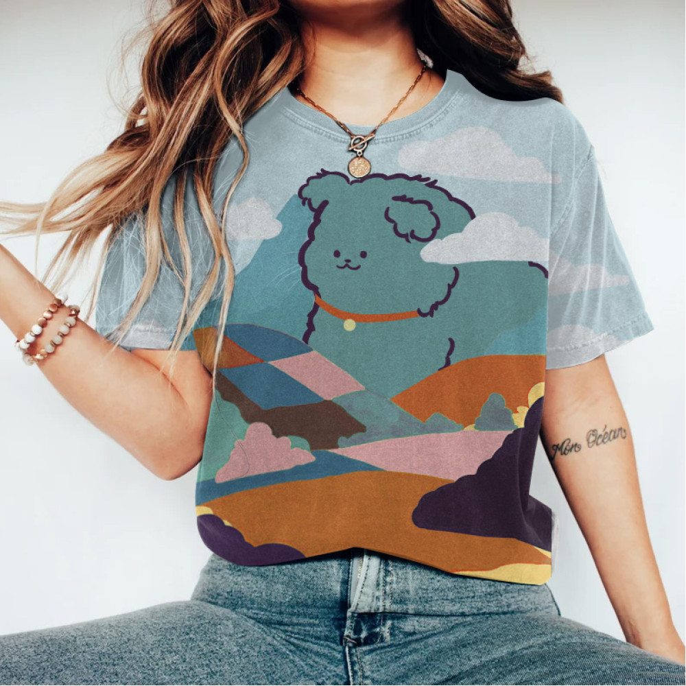 Abstract Creative Cute Dog Painting Art T-Shirt