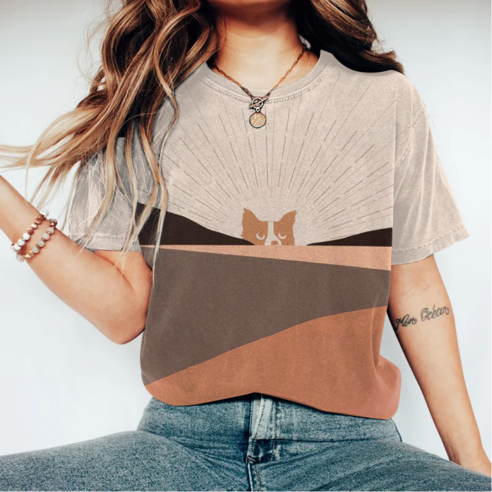 Abstract Creative Cute Dog Watching You Painting Art T-Shirt