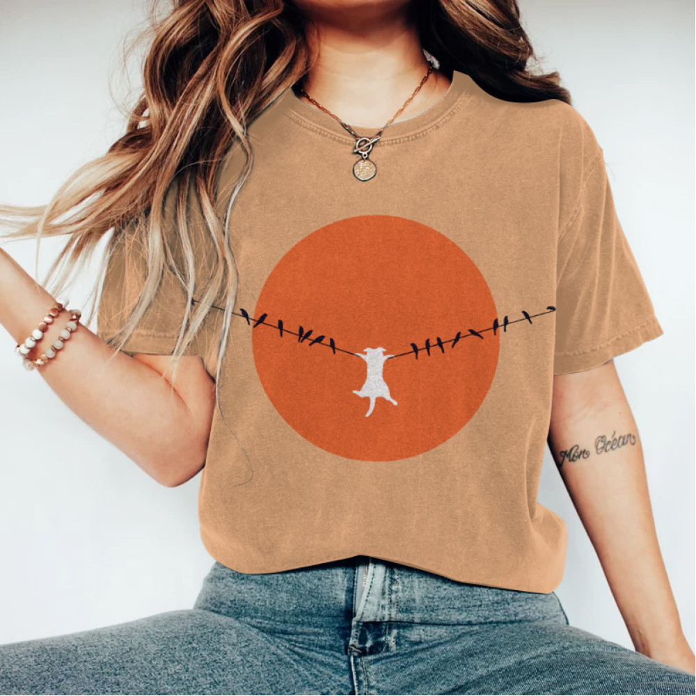 Abstract Creative Dangling Cute Dog Painting Art T-Shirt