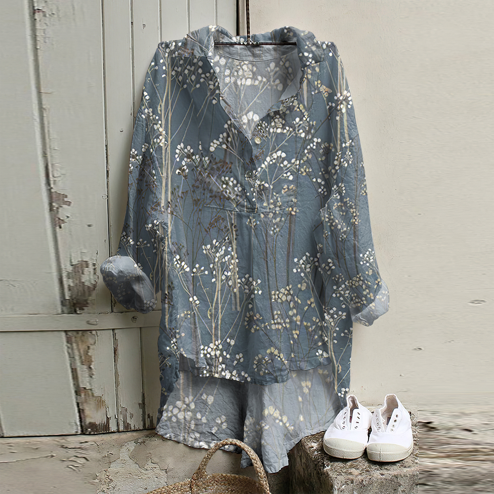 Abstract Floral Painting Art Woven Tunic