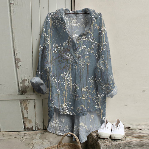 Abstract Floral Painting Art Woven Tunic