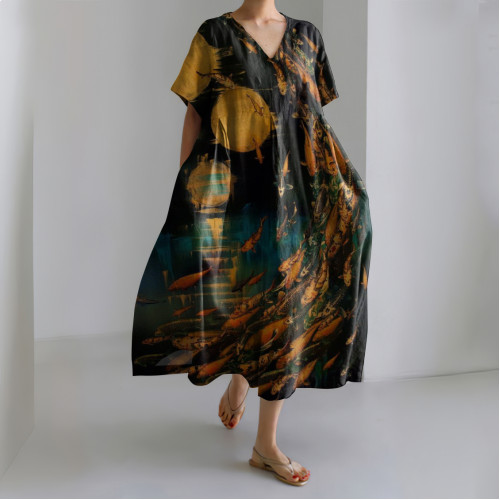 Arowana Playing Pattern Women'S Dress