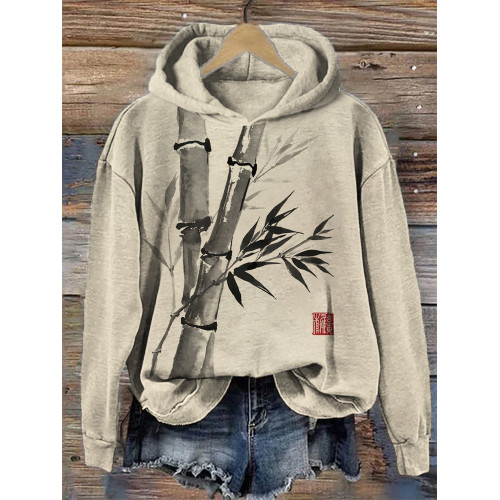 Bamboo Ancient Brush Painting Comfy Hoodie