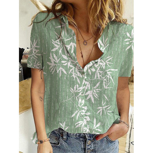 Bamboo Striped Japanese Pattern Linen Blend Blouse