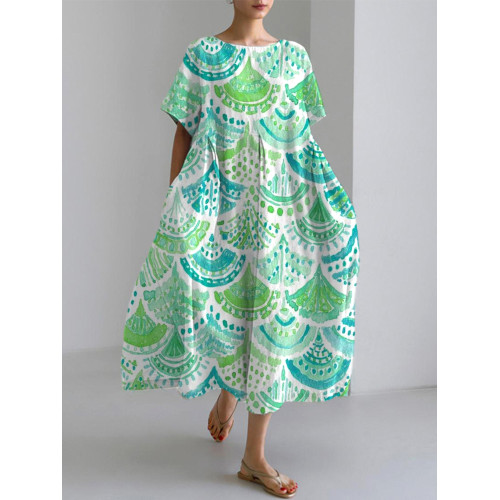 Bohemian Holiday Style  Linen Blend Dress