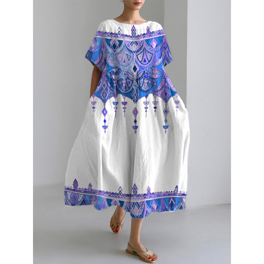 Bohemian Holiday Style  Linen Blend Dress