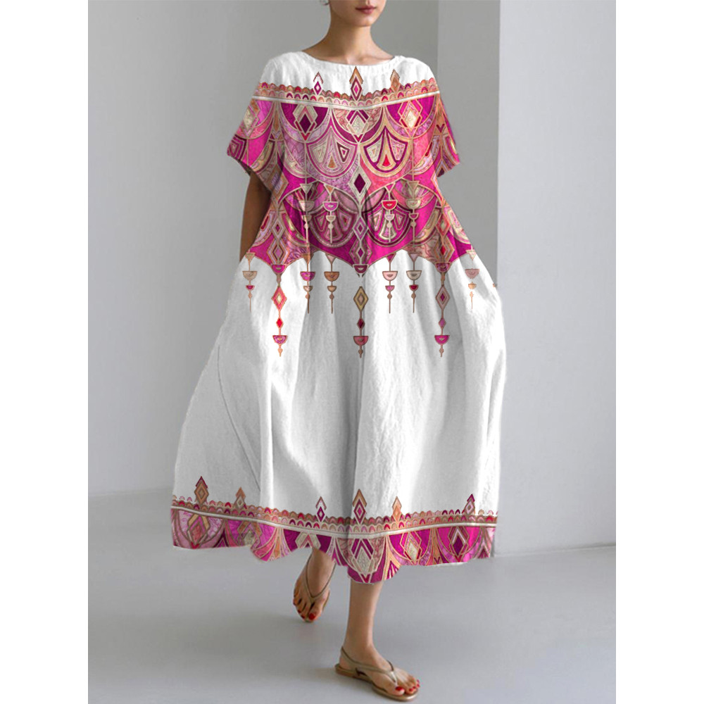 Bohemian Holiday Style  Linen Blend Dress