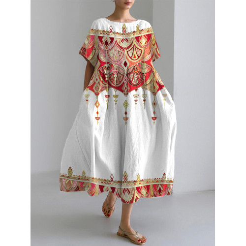 Bohemian Holiday Style  Linen Blend Dress