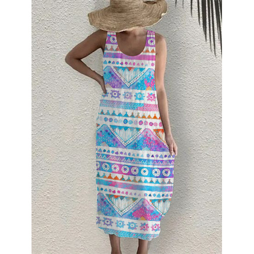 Bohemian Holiday Style  Linen Blend Vest Dress