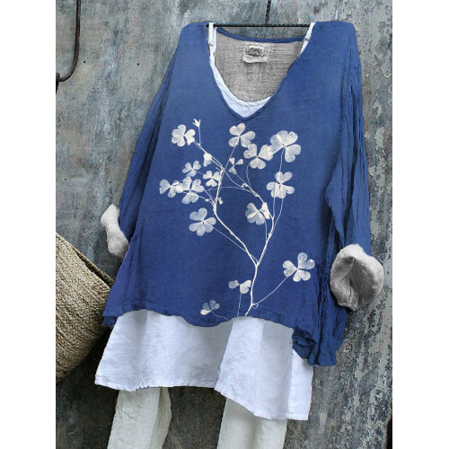 Botanical Dye Floral Print Flowy Tunic