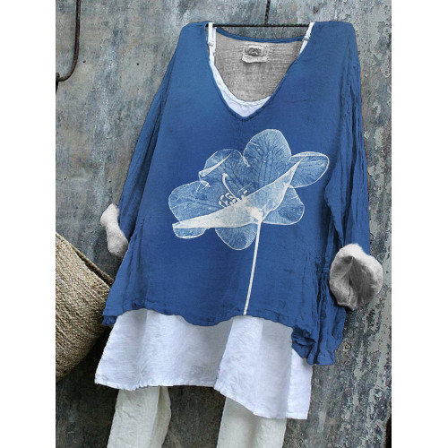 Botanical Dye Flower Print Flowy Tunic