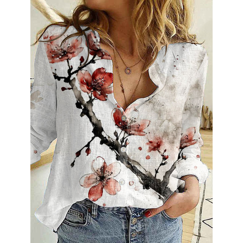 Botanical Floral Casual Button-Down Shirt