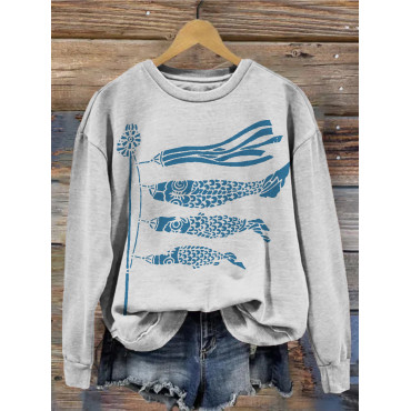 Carp Streamer Koinobori Japanese Art Cozy Sweatshirt