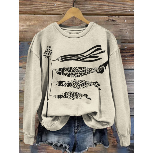 Carp Streamer Koinobori Japanese Art Cozy Sweatshirt