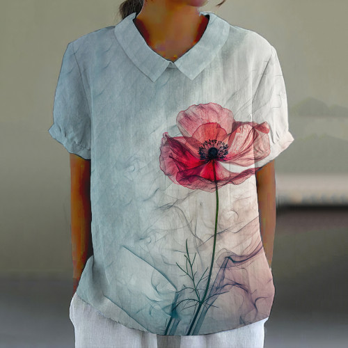 Casual Lotus Gradient Pattern Women'S Top