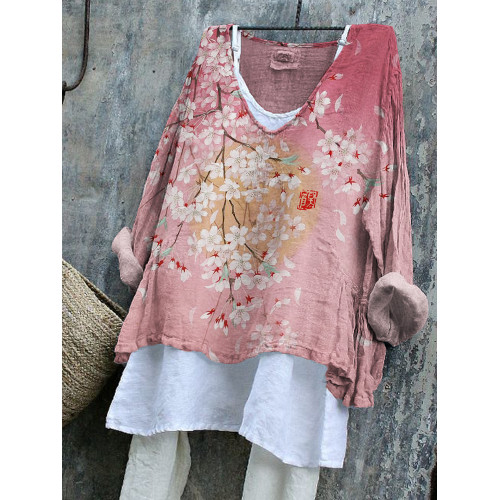 Cherry Blossom Full Moon Japanese Art Flowy Tunic