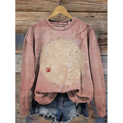 Cherry Blossom Full Moon Japanese Art Sweatshirt
