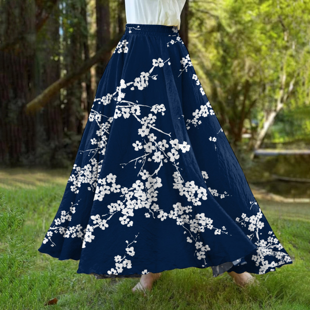 Cherry Blossom Japanese Art A-Hem Skirt
