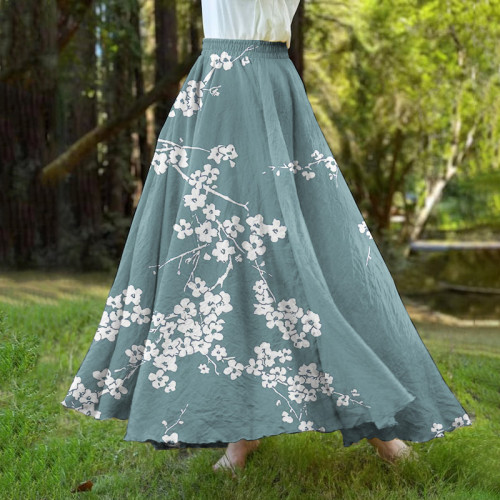 Cherry Blossom Japanese Art A-Hem Skirt