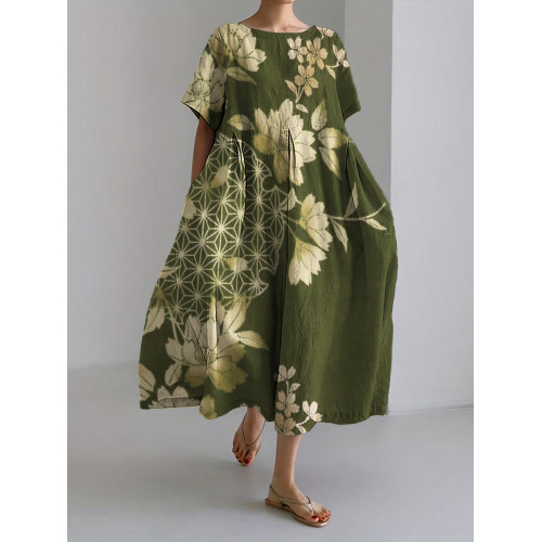 Cherry Blossom Japanese Art Classy Linen Blend Maxi Dress