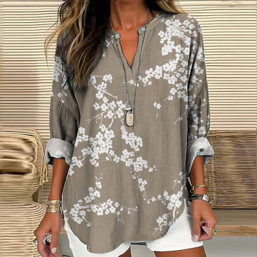 Cherry Blossom Japanese Art Linen Blend Tunic