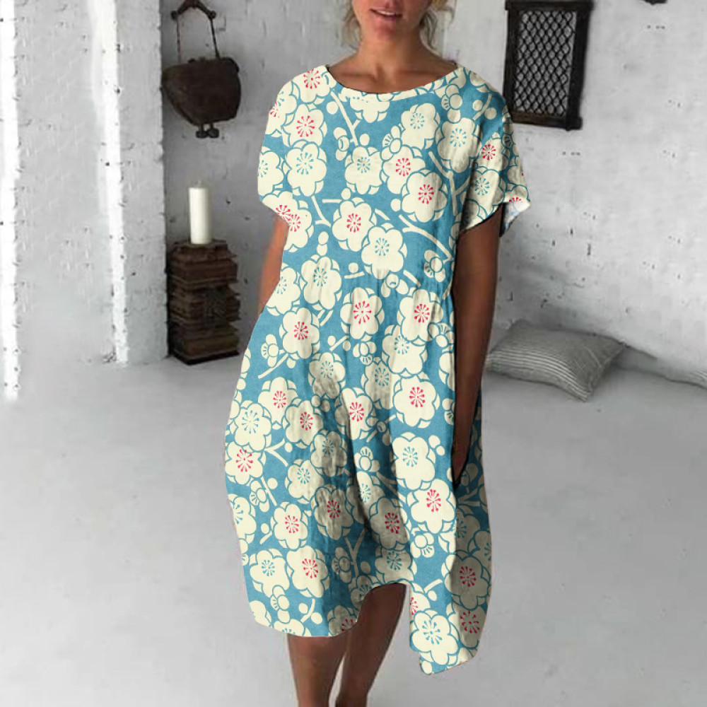 Cherry Blossom Japanese Flowy Midi Dress