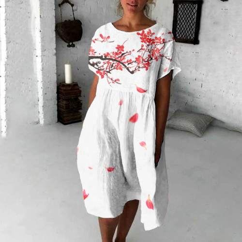 Cherry Blossom Japanese Flowy Midi Dress