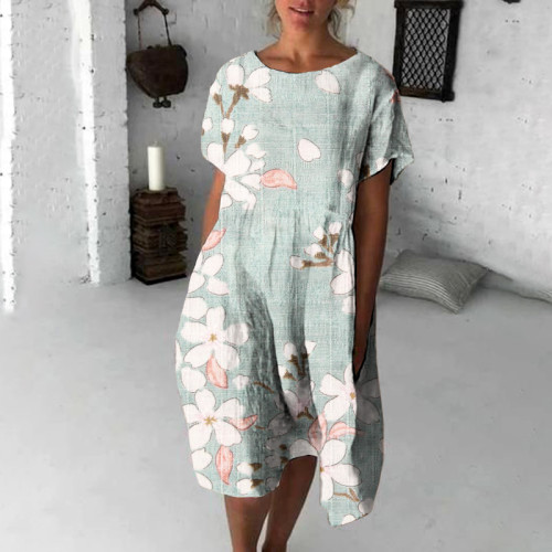 Cherry Blossom Japanese Flowy Midi Dress