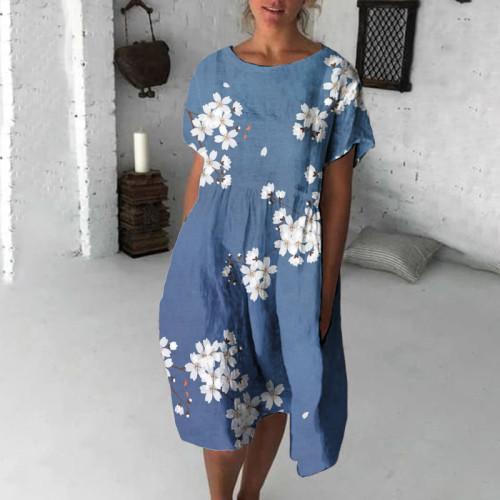 Cherry Blossom Japanese Flowy Midi Dress