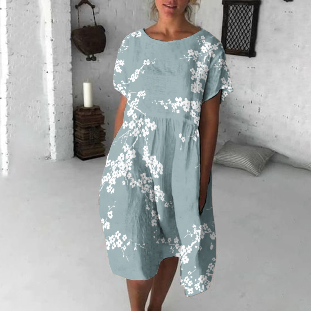 Cherry Blossom Japanese Flowy Midi Dress