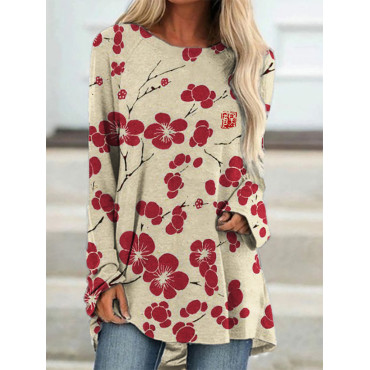 Cherry Blossom Japanese Lino Art A Line T Shirt