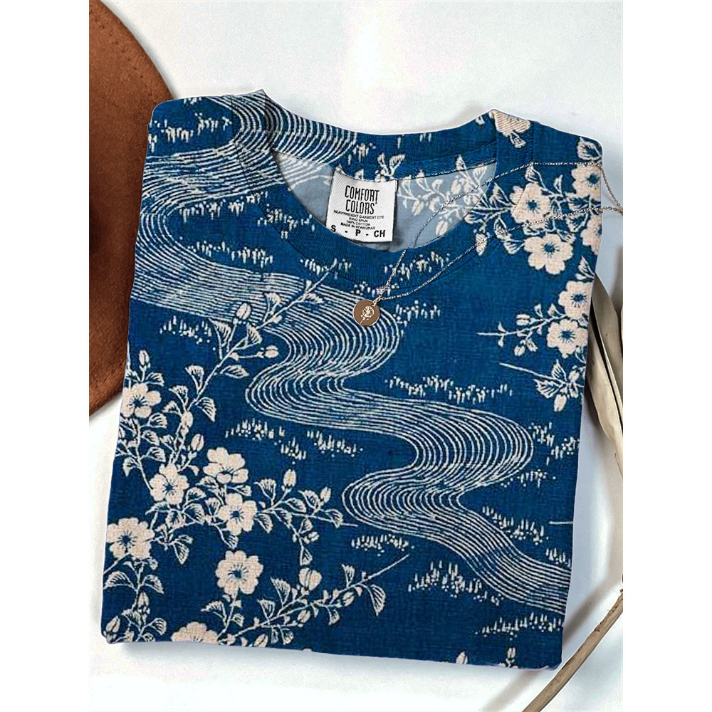 Cherry Blossom along the River Japanese Art T Shirt