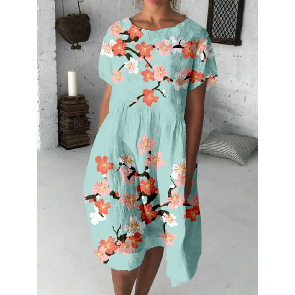 Cherry Blossoms Japanese Art Comfy Midi Dress