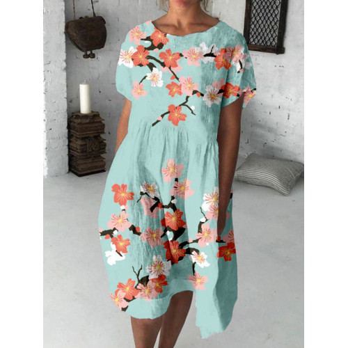 Cherry Blossoms Japanese Art Comfy Midi Dress