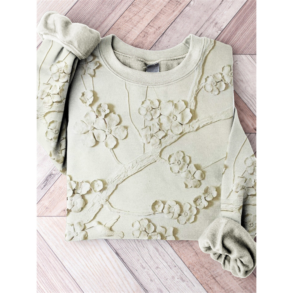 Classy Cherry Blossom Relief Art Comfy Sweatshirt