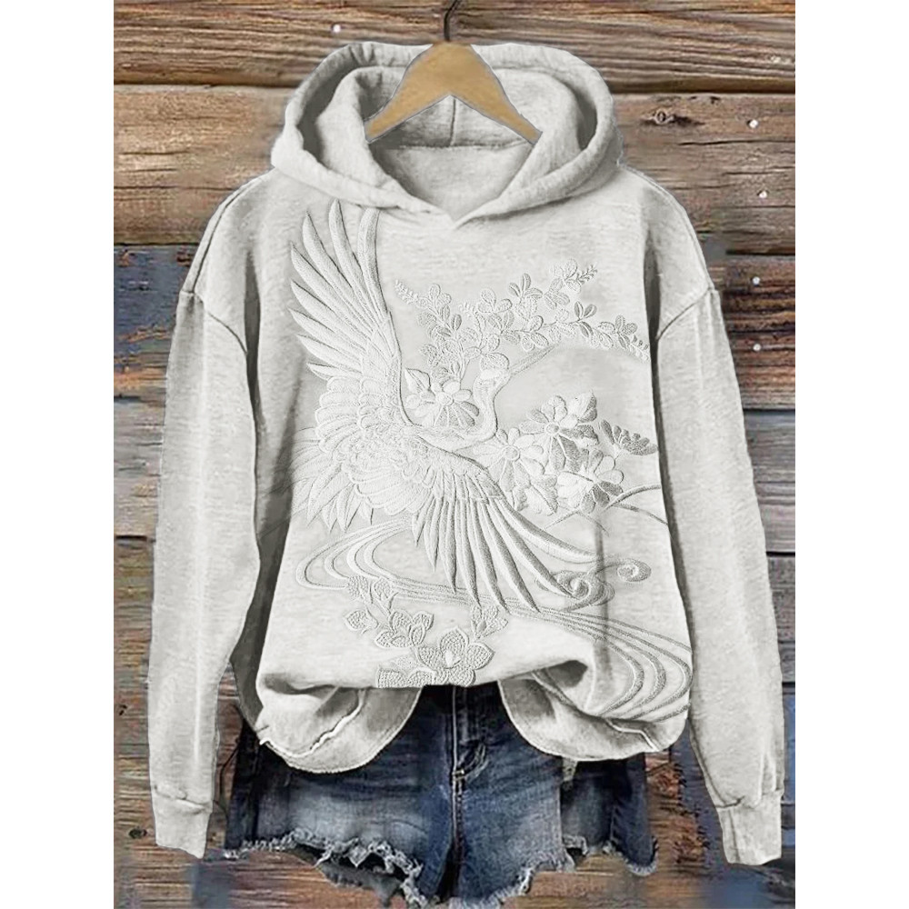 Classy Cranes Japanese Embroidered Hoodie