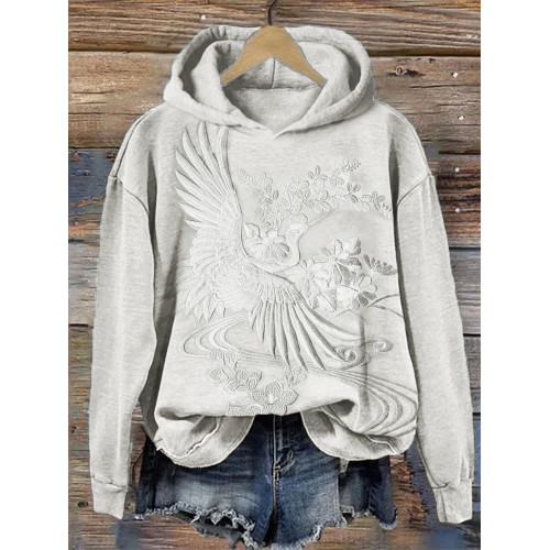 Classy Cranes Japanese Embroidered Hoodie