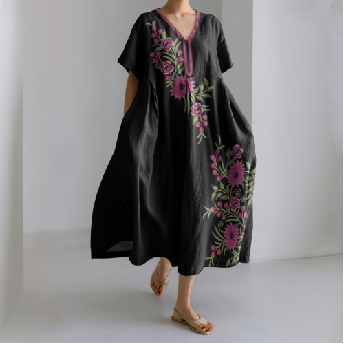 Ethnic Floral Art Ladies Dress