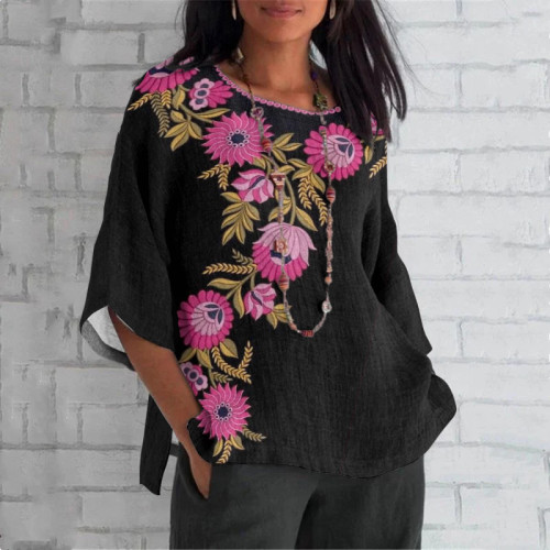 Ethnic Floral Art Women'S T-Shirt