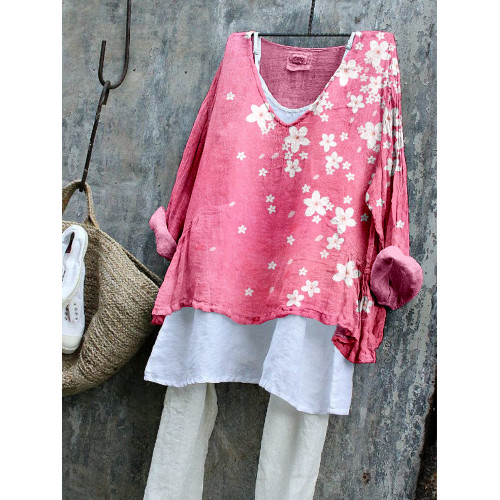 Falling Cherry Blossoms Japanese Art Flowy Tunic