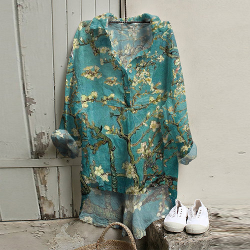 Floral Painting Art Woven Tunic