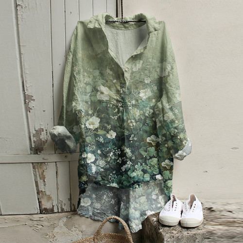 Floral Print Casual Long Sleeve Shirt