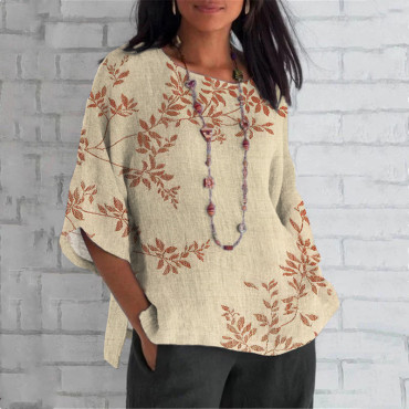 Floral Print Crew Neck Casual T-Shirt