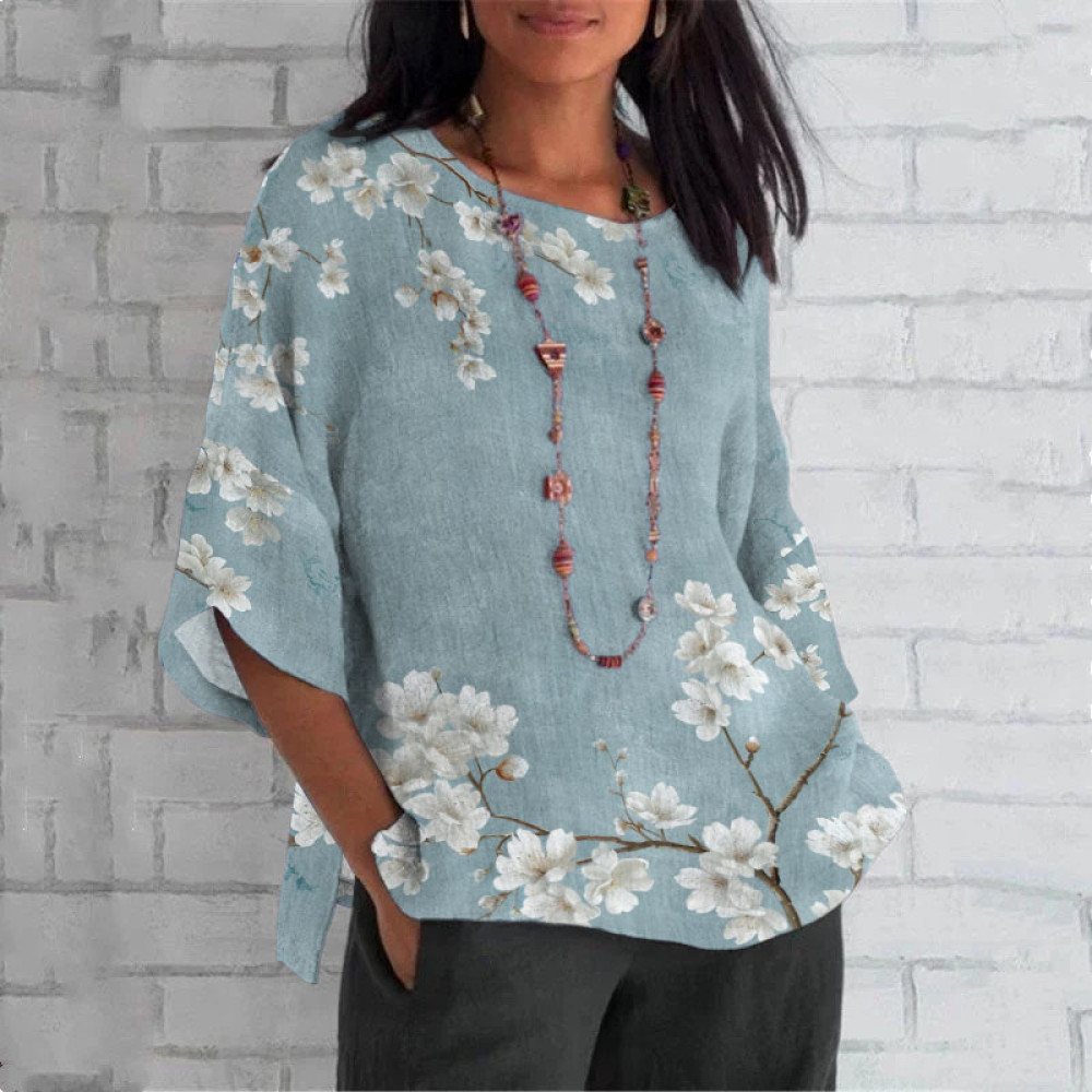 Floral Print Crew Neck Casual T-Shirt