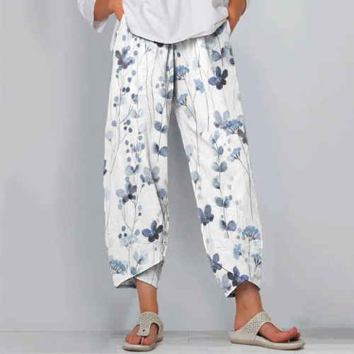 Floral Print Loose Casual Pants