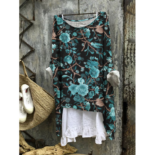 Floral Vineman Print Linen Flowy Tunic