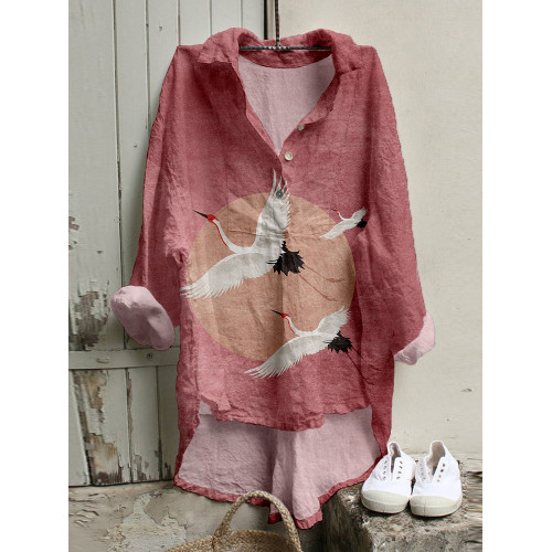 Flying Cranes Japanese Art Comfy Flowy Tunic