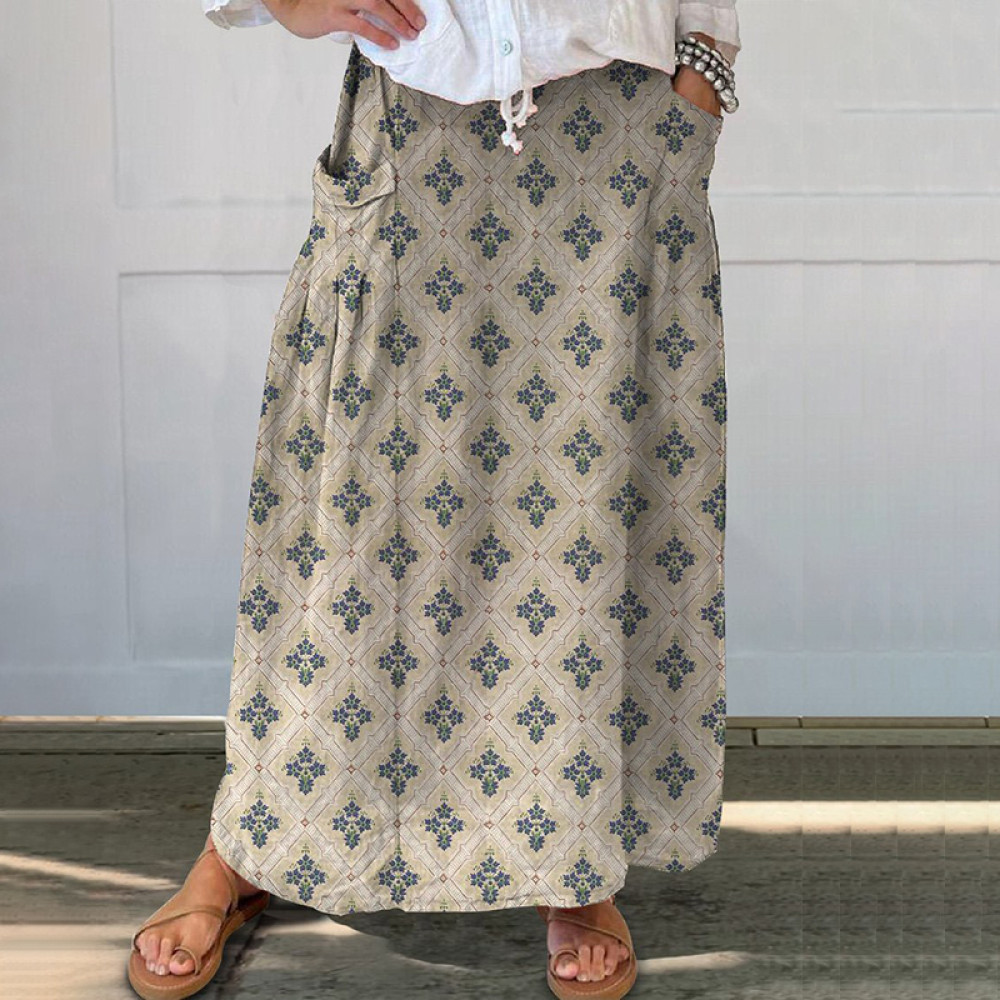 Geometric Print Loose Casual Skirt